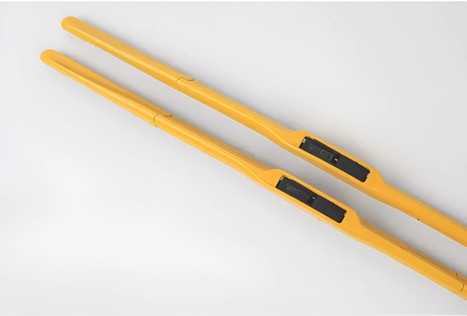 Two Mazda 6 boneless wiper blades, black colour, U-type interface, 22 inch size, on a white background