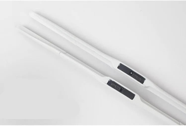 Two Mazda 6 boneless wiper blades, black colour, U-type interface, 22 inch size, on a white background