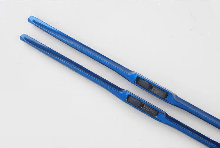 Two Mazda 6 boneless wiper blades, black colour, U-type interface, 22 inch size, on a white background