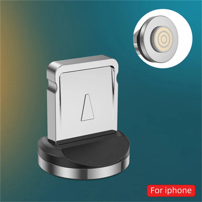 Black magnetic charging cable with LED diamond lamp, showing Android and Type-C magnetic connectors.