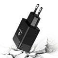 Black and white travel charger with European and American adapters for mobile phones