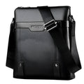 Medium black PU leather men's casual shoulder bag with zipper and single strap.
