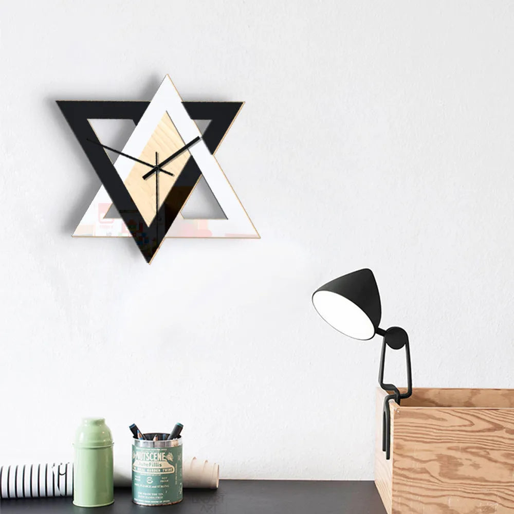 Nordic black and white acrylic wall clock with silent sweep movement, 28x25cm round face