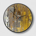 Round abstract art wall clock in mysterious black with battery-powered sweep movement