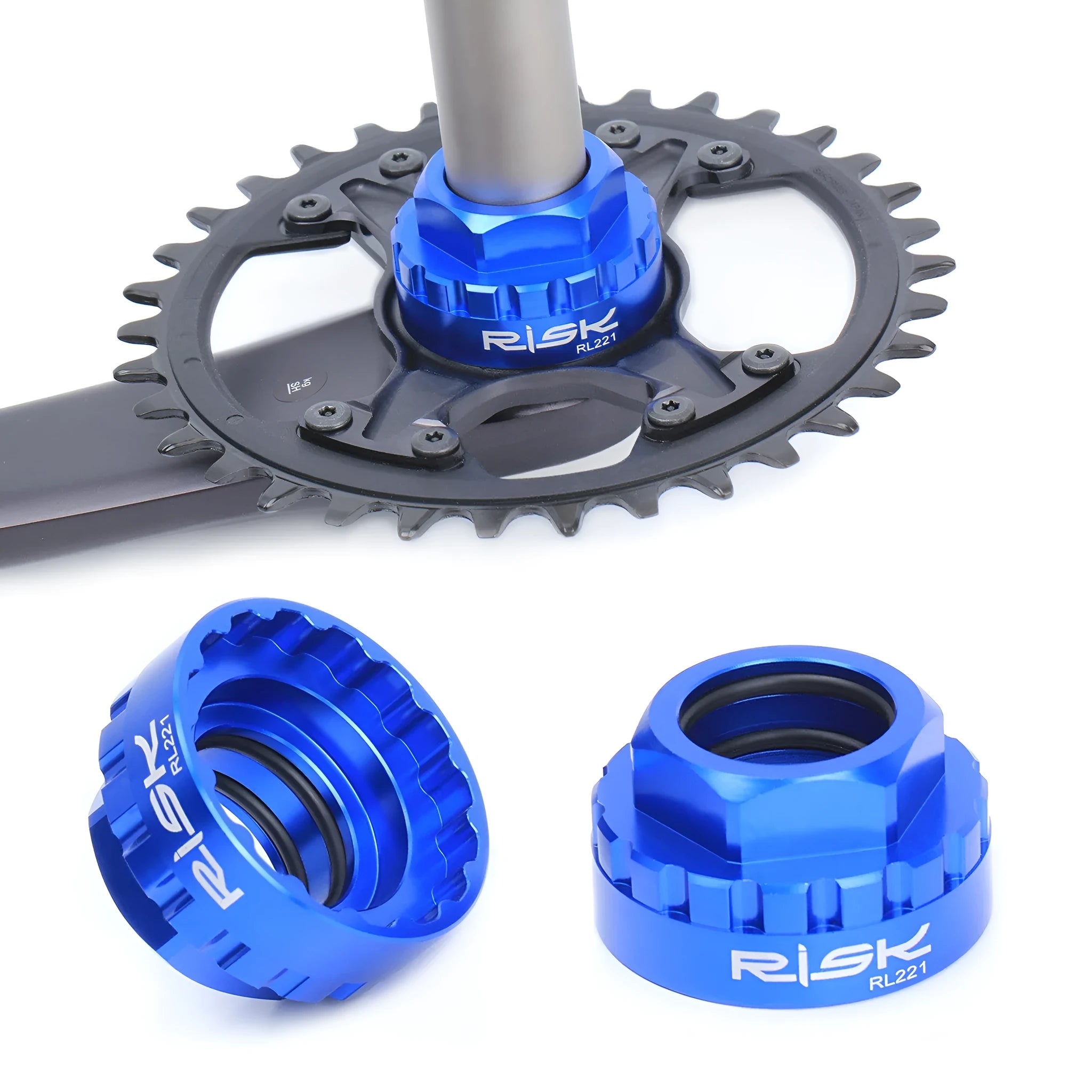 Blue aluminium bicycle cassette removal tool for 12-speed direct mount disc systems