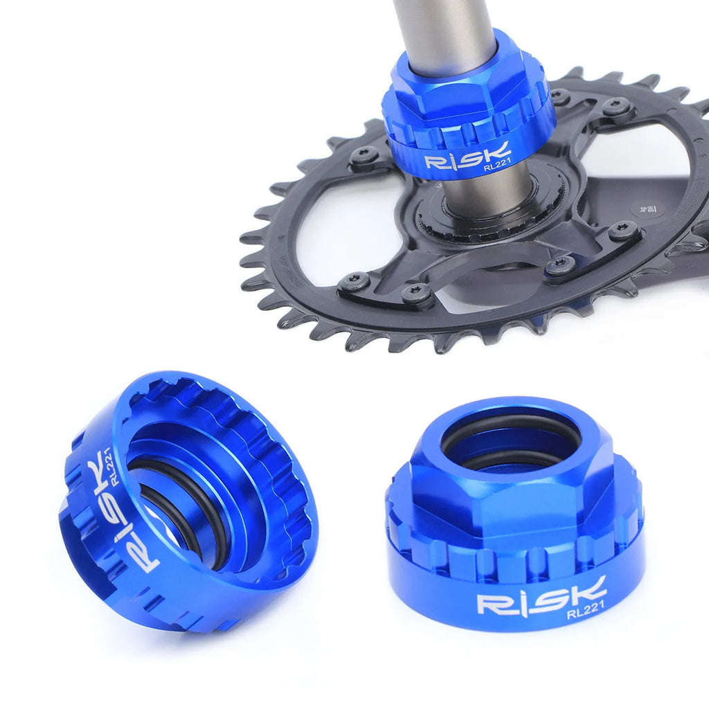 Blue aluminium bicycle cassette removal tool for 12-speed direct mount disc systems
