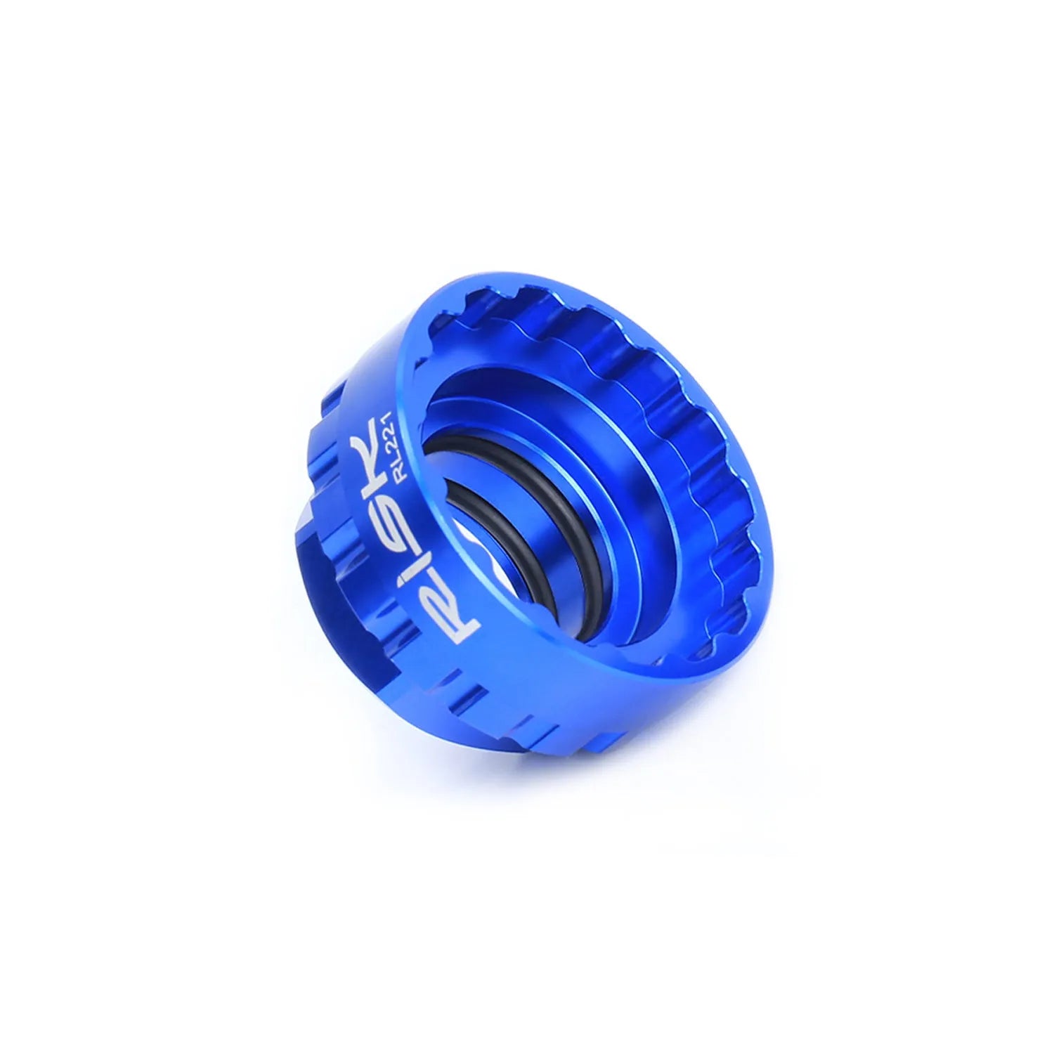 Blue aluminium bicycle cassette removal tool for 12-speed direct mount disc systems