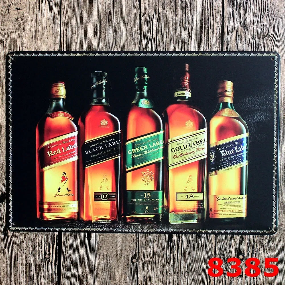 Vintage tin painting wall art with barbecue, hamburger and beer retro design on iron, size 20x30cm.