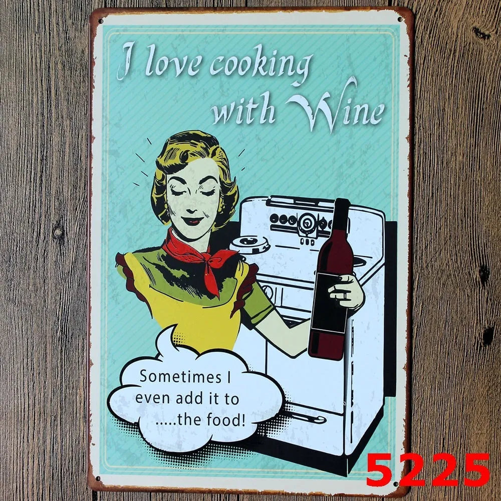 Vintage tin painting wall art with barbecue, hamburger and beer retro design on iron, size 20x30cm.