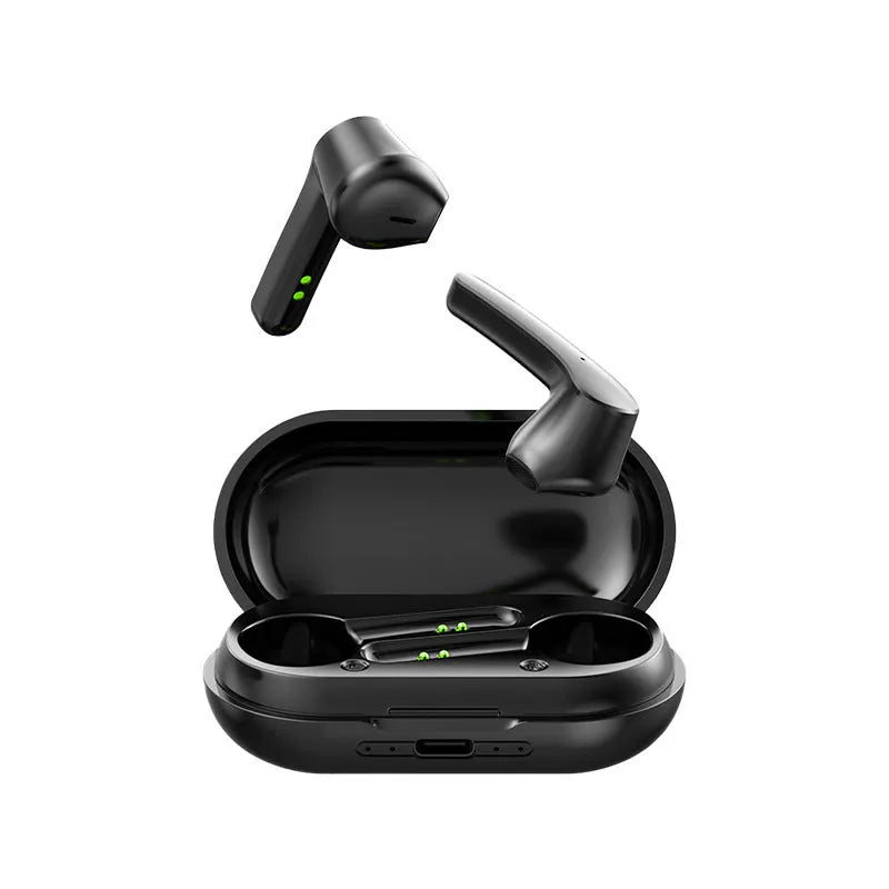 Bluetooth headset noise canceling sports wireless earbuds in-ear stereo black white power display