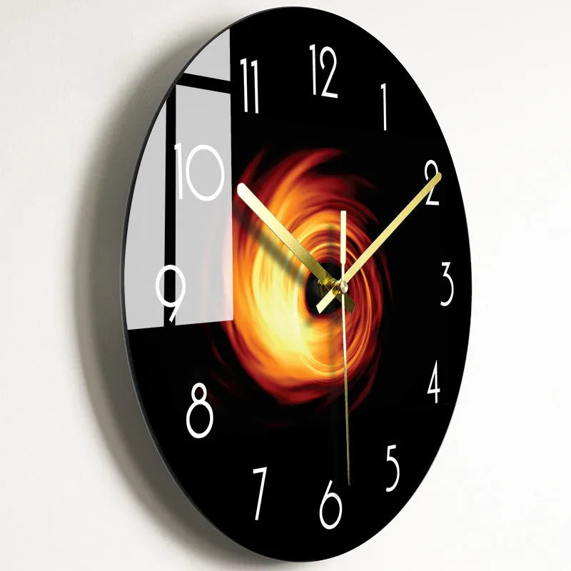 Circular quartz wall clock with organic glass dial, silent movement, 30.5cm or 35.5cm, multiple colour styles