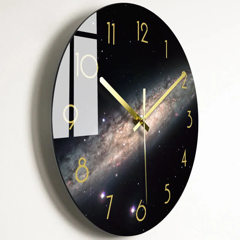 Circular quartz wall clock with organic glass dial, silent movement, 30.5cm or 35.5cm, multiple colour styles