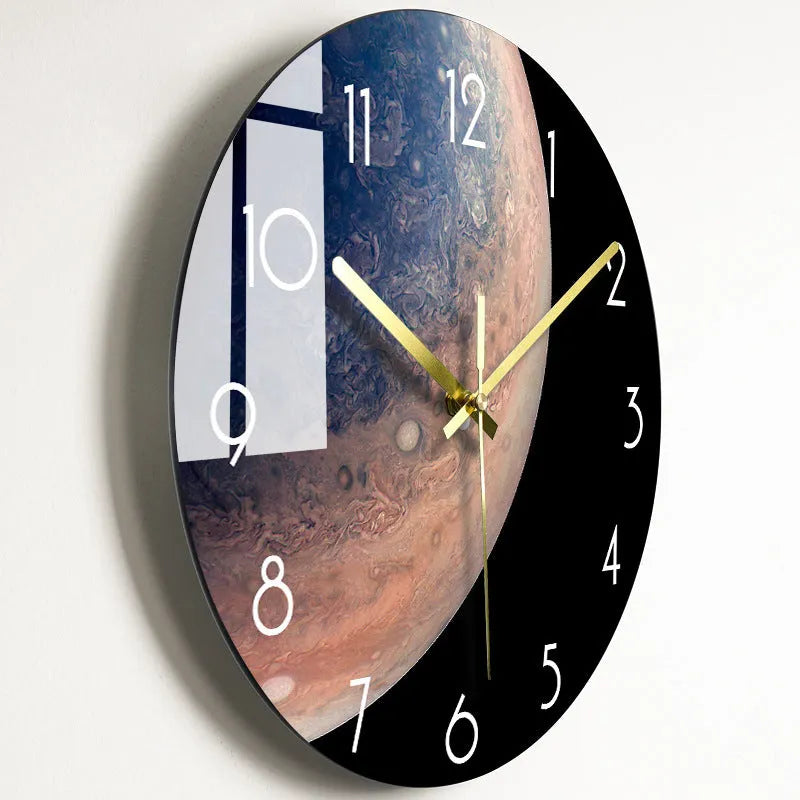 Circular quartz wall clock with organic glass dial, silent movement, 30.5cm or 35.5cm, multiple colour styles