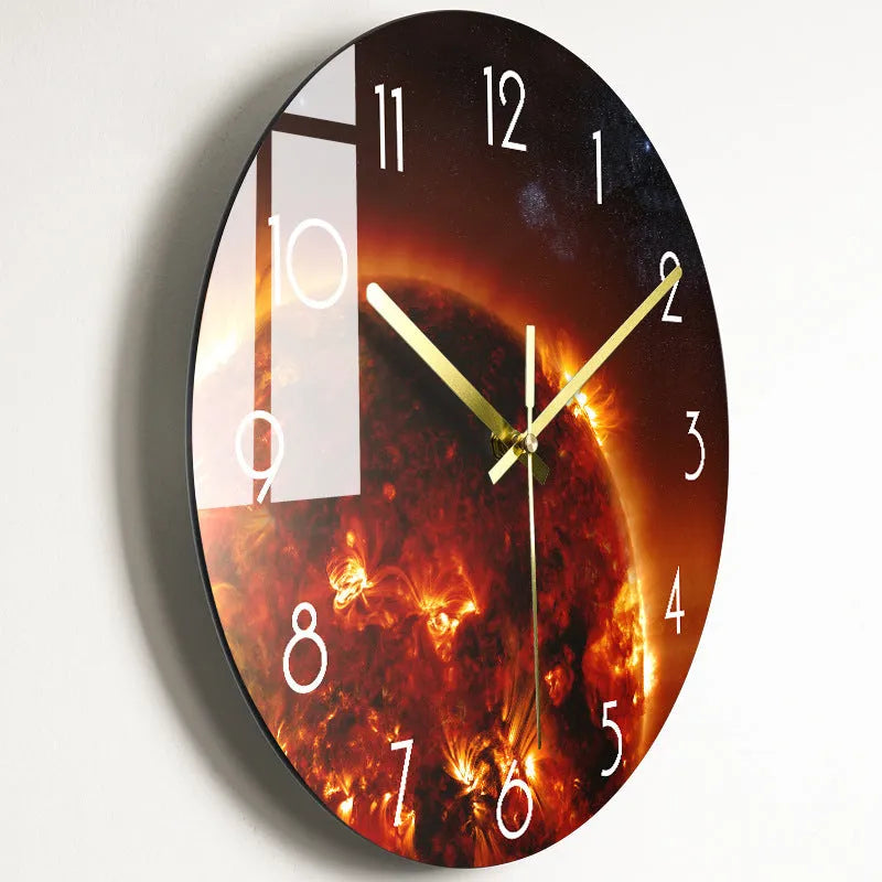 Circular quartz wall clock with organic glass dial, silent movement, 30.5cm or 35.5cm, multiple colour styles