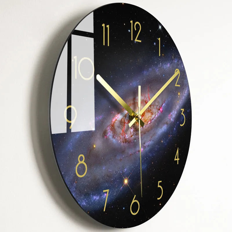 Circular quartz wall clock with organic glass dial, silent movement, 30.5cm or 35.5cm, multiple colour styles