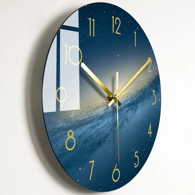 Circular quartz wall clock with organic glass dial, silent movement, 30.5cm or 35.5cm, multiple colour styles
