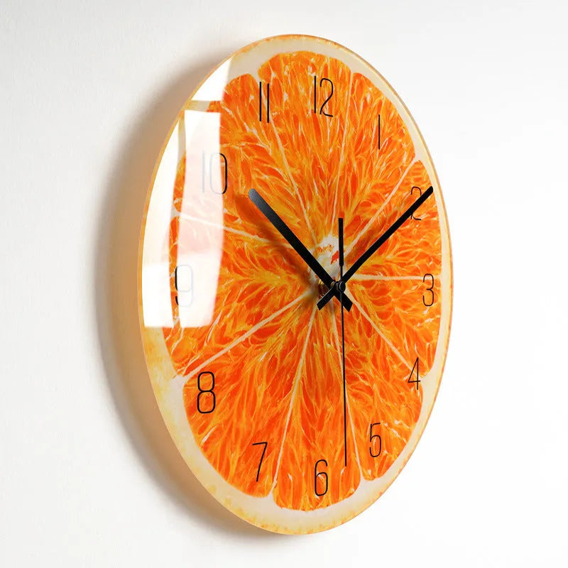 Circular quartz wall clock with organic glass dial, silent movement, 30.5cm or 35.5cm, multiple colour styles