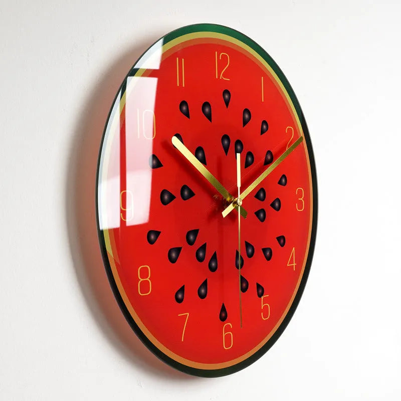 Circular quartz wall clock with organic glass dial, silent movement, 30.5cm or 35.5cm, multiple colour styles