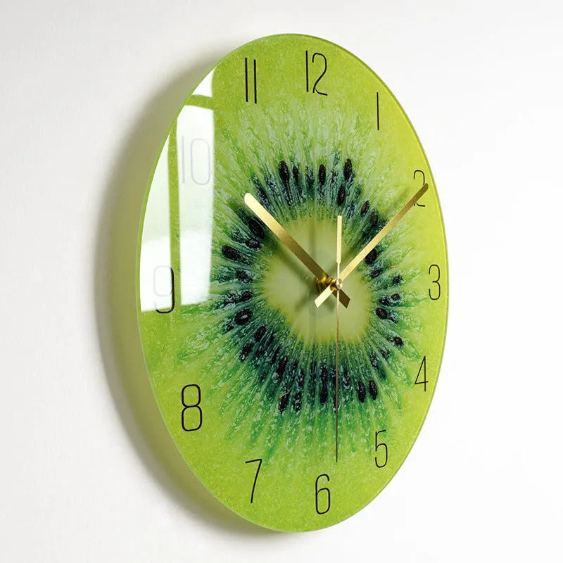 Circular quartz wall clock with organic glass dial, silent movement, 30.5cm or 35.5cm, multiple colour styles