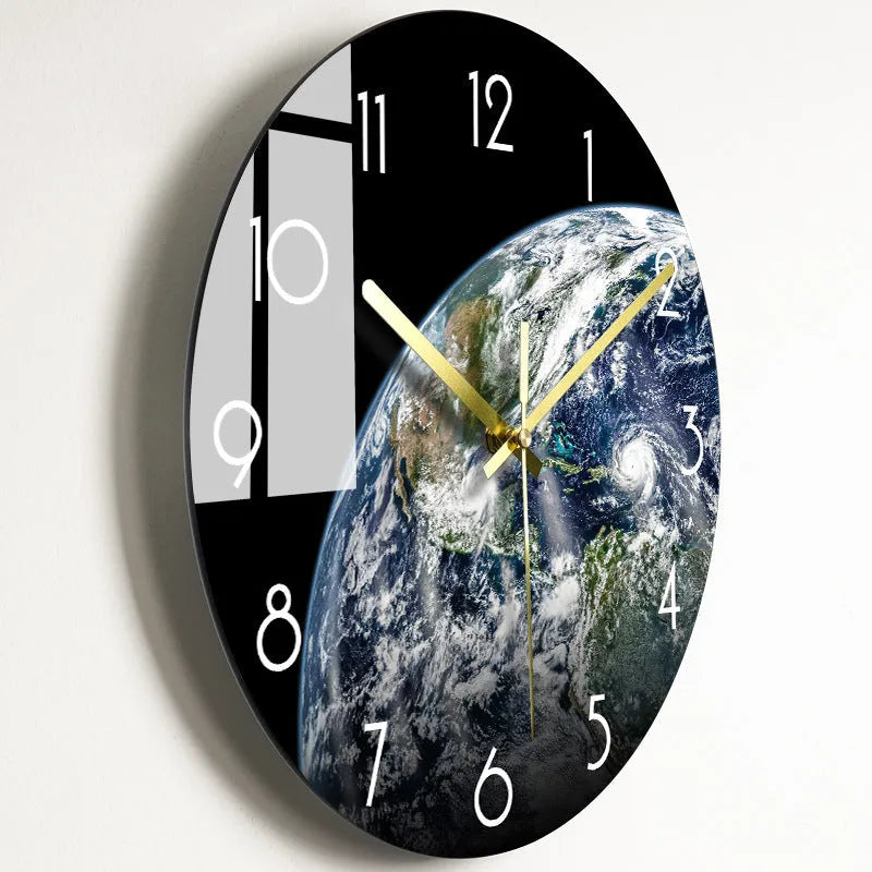 Circular quartz wall clock with organic glass dial, silent movement, 30.5cm or 35.5cm, multiple colour styles