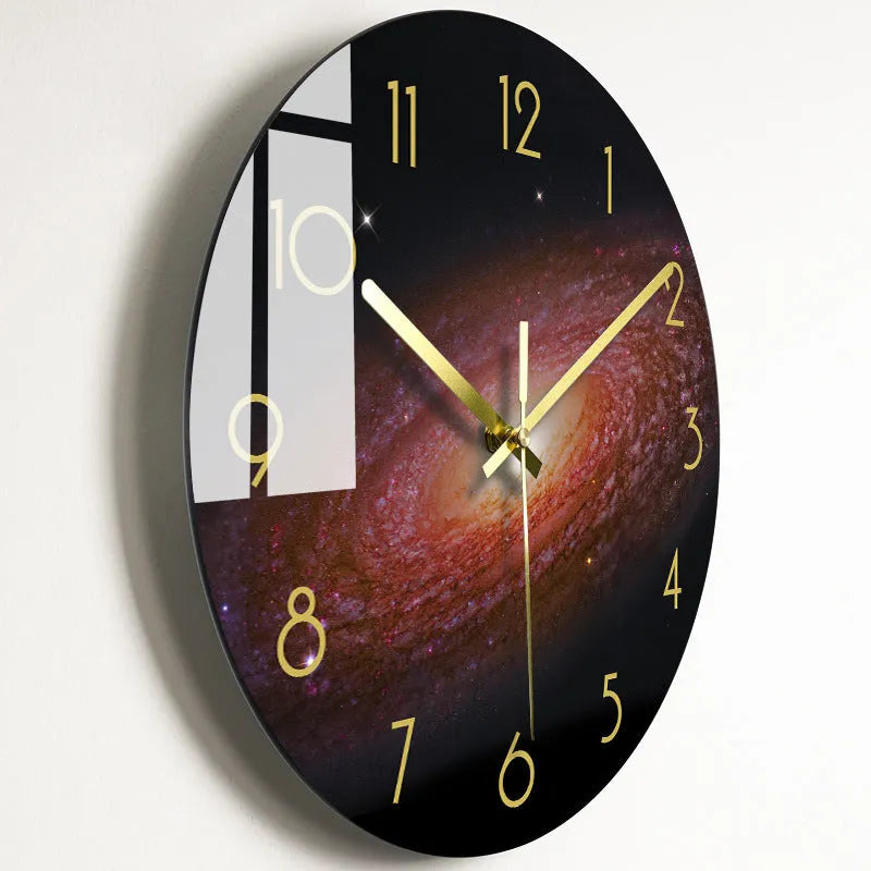 Circular quartz wall clock with organic glass dial, silent movement, 30.5cm or 35.5cm, multiple colour styles