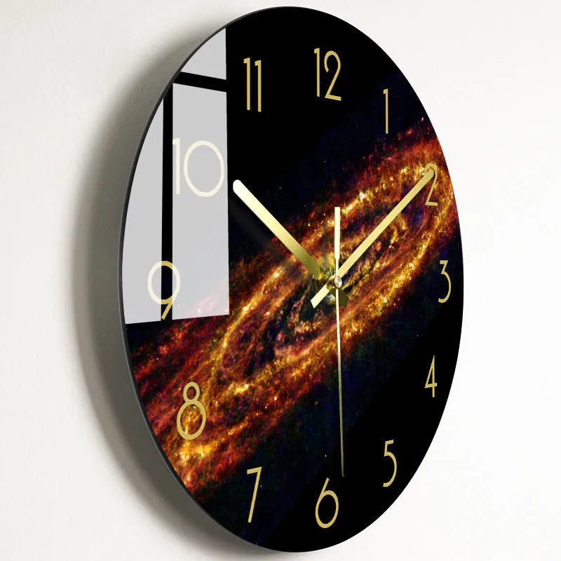 Circular quartz wall clock with organic glass dial, silent movement, 30.5cm or 35.5cm, multiple colour styles