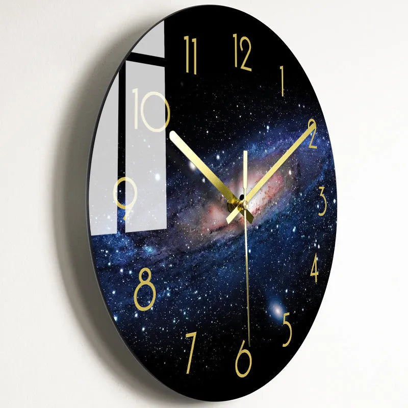 Circular quartz wall clock with organic glass dial, silent movement, 30.5cm or 35.5cm, multiple colour styles