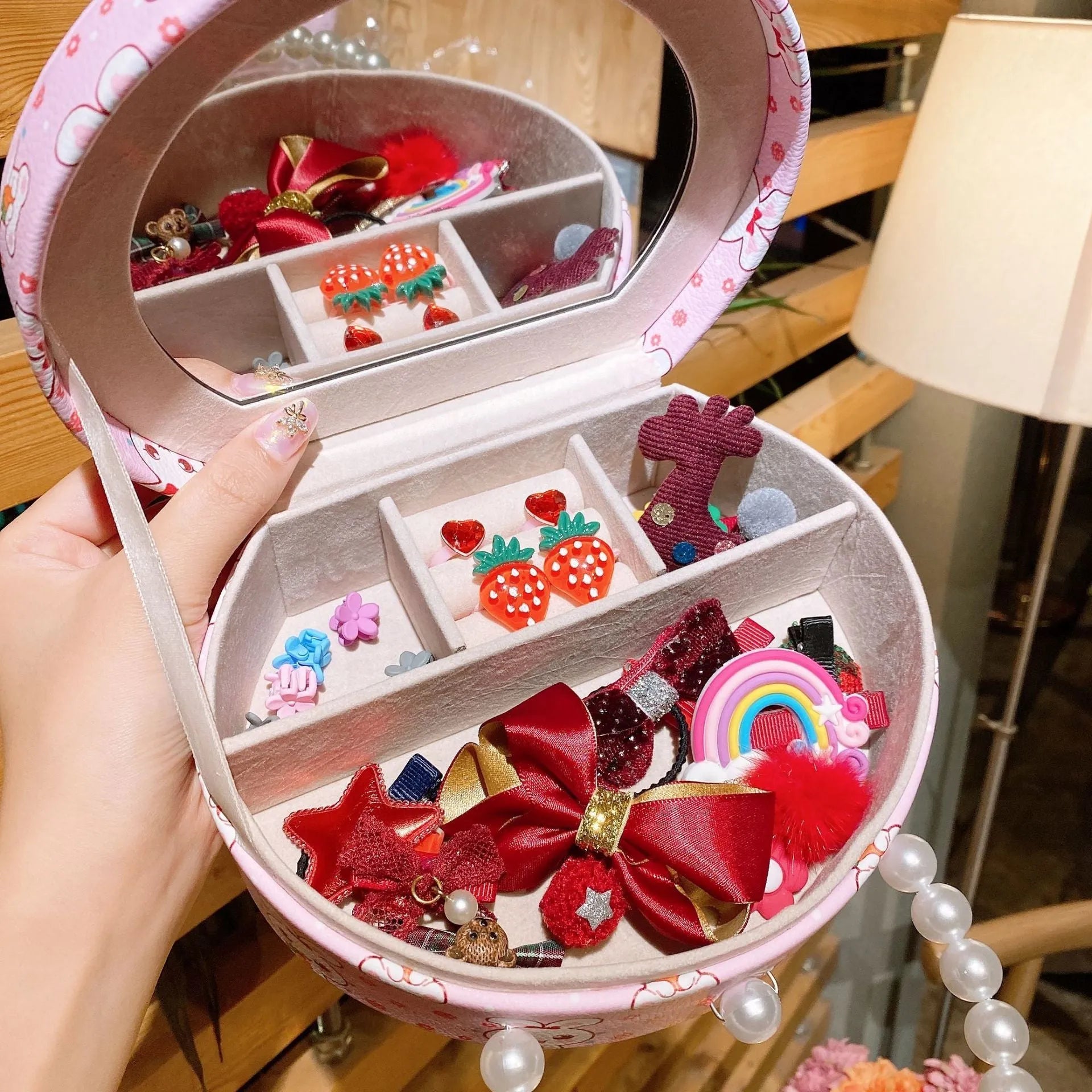 Children's princess headdress and hair clip jewellery set with storage box containing 26 pieces