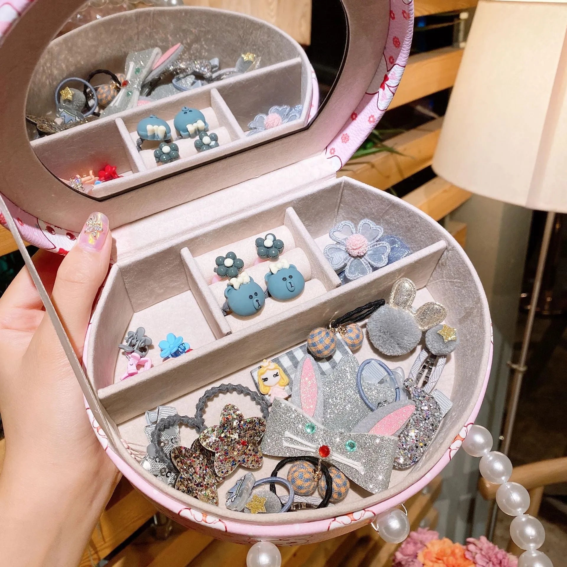 Children's princess headdress and hair clip jewellery set with storage box containing 26 pieces