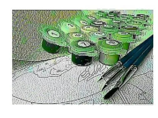 Apple and Chardonnay DIY digital painting kit with linen canvas, brush, paints, and guide drawing.