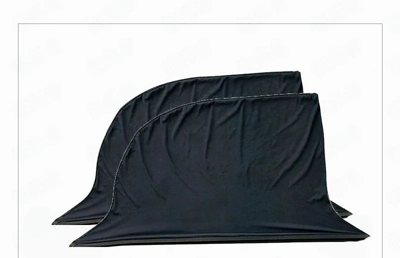 Car window cover net in stretchable elastic mesh for sun shade and anti-mosquito use, fitting front and rear windows