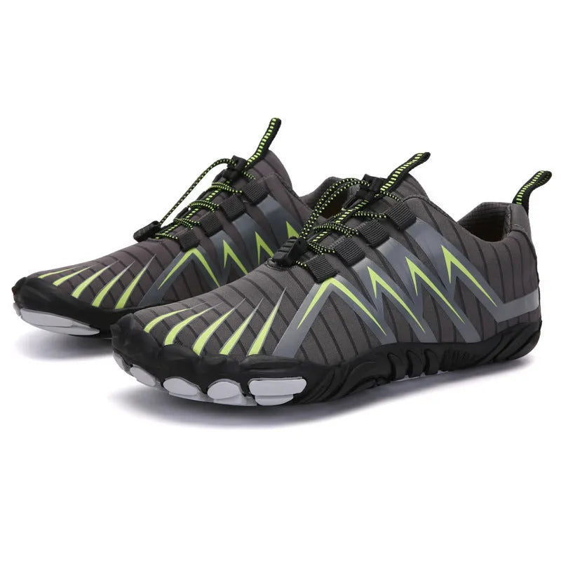 Men's air mesh running shoes in graffiti style with non-slip sole, available in multiple colour options including A-23 gray and A-26 blue