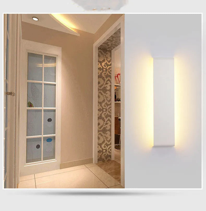36cm square LED wall light with iron shade in black, for corridor or bathroom mirror front lighting