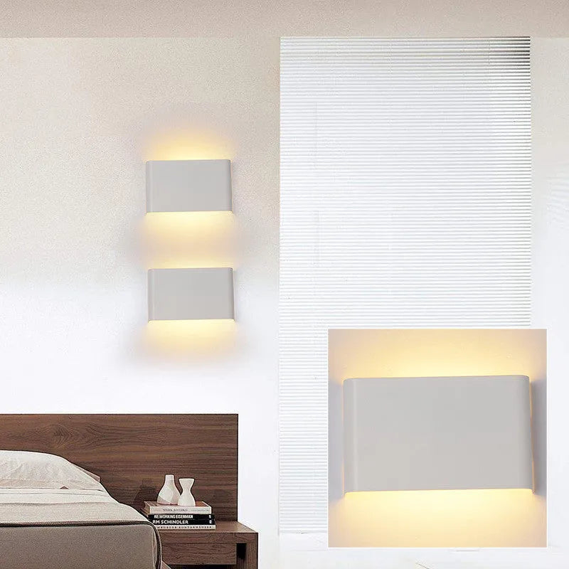 36cm square LED wall light with iron shade in black, for corridor or bathroom mirror front lighting
