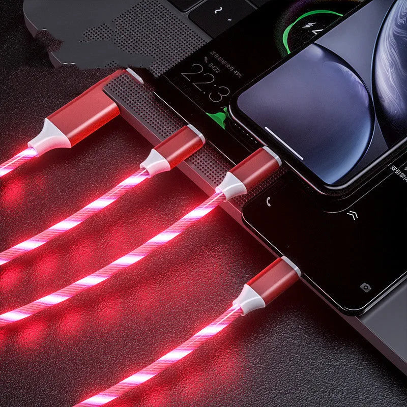 USB streamer data cable with one-to-three splitter and colourful LED marquee lights