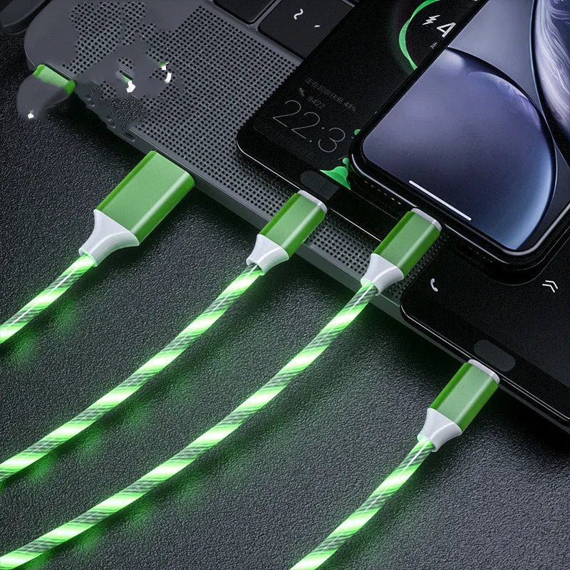 USB streamer data cable with one-to-three splitter and colourful LED marquee lights