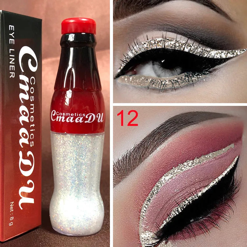 12-colour glitter eyeliner pencil set, waterproof long-lasting party and smoky eye makeup for women
