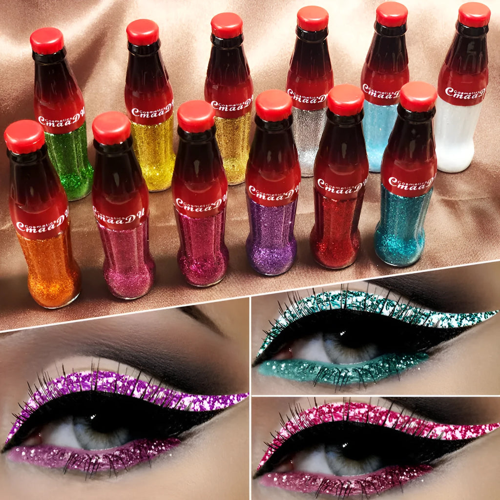 12-colour glitter eyeliner pencil set, waterproof long-lasting party and smoky eye makeup for women