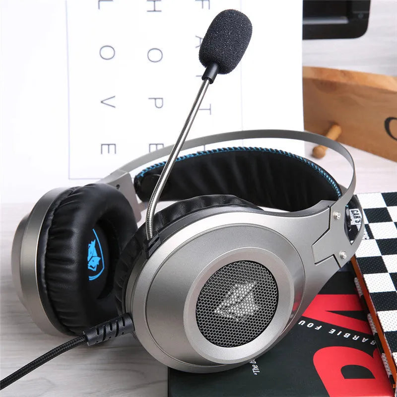 Black USB wired computer headset with microphone and over-ear design for PC use