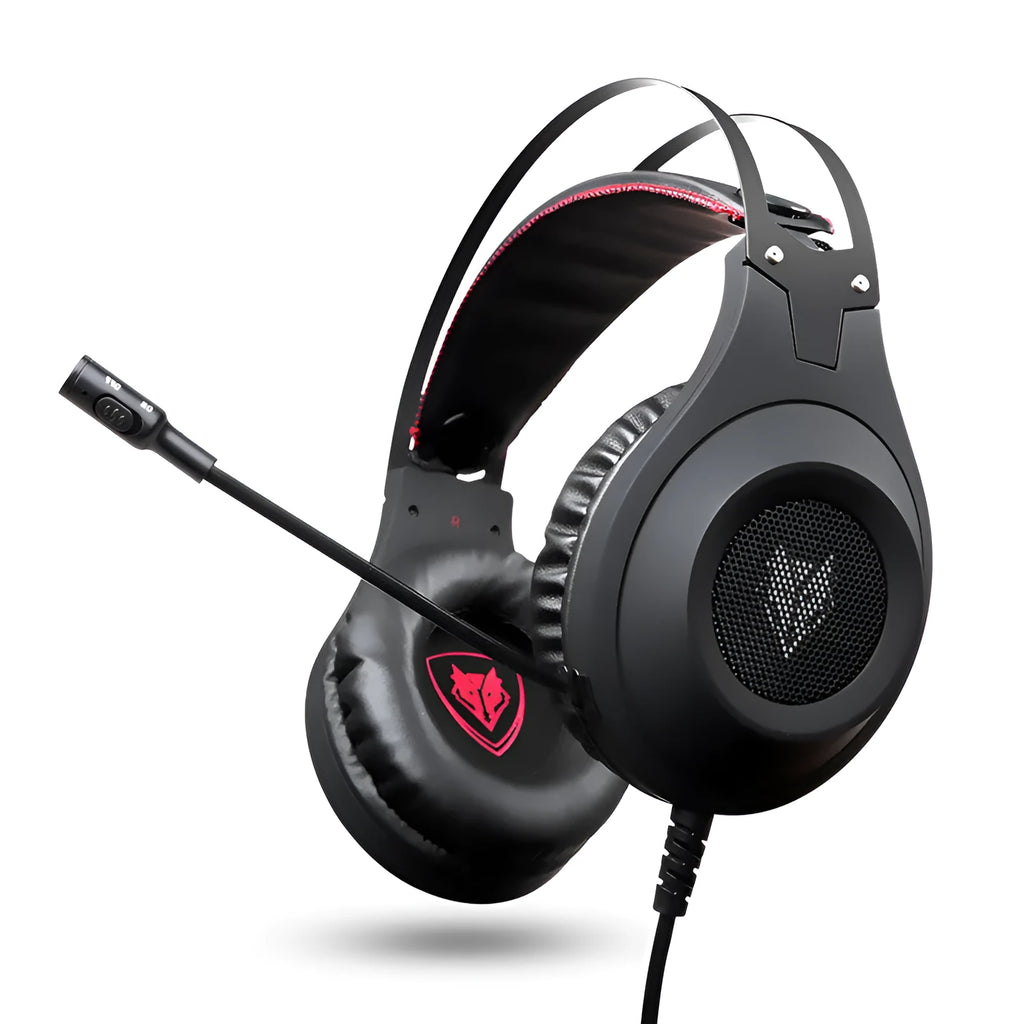 Black USB wired computer headset with microphone and over-ear design for PC use