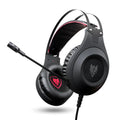 Black USB wired computer headset with microphone and over-ear design for PC use