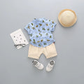 Children's cotton short-sleeved shorts suit for boys, available in multiple colours including airplane design