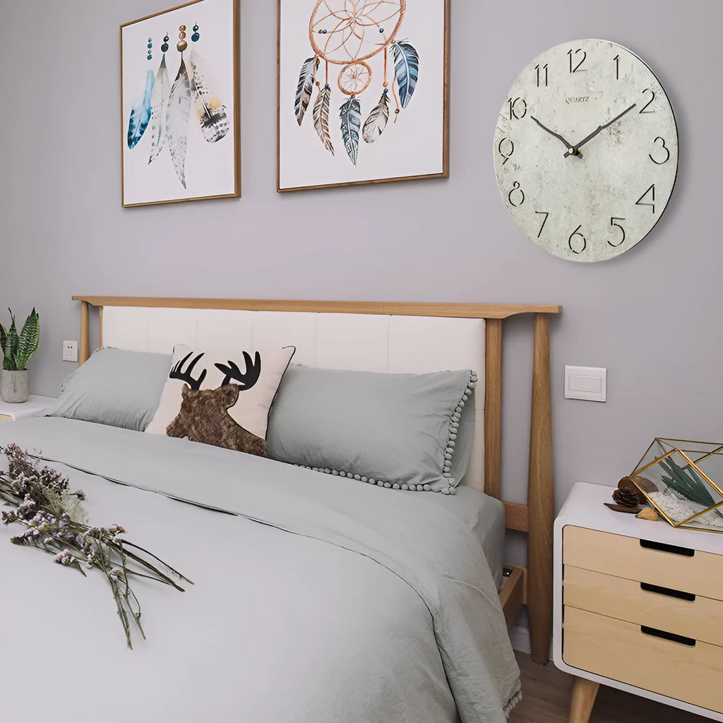 Modern European style grey wall clock for living room decoration single-sided