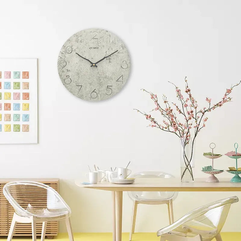 Modern European style grey wall clock for living room decoration single-sided