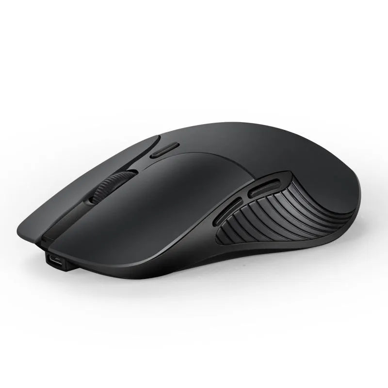 Blue wireless computer mouse with voice translation function showing voice control button and 2.4GHz USB receiver