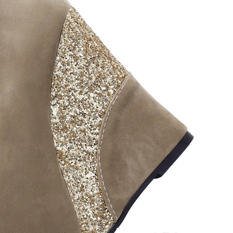 Women suede peep toe platform wedge pumps in mixed colours with low 5-8cm heel