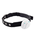 Mini pet smart wearable locator in black with ABS PVC body showing compact design for cat or dog collar