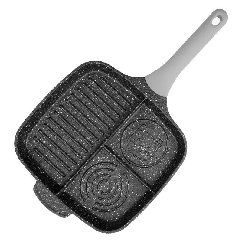 Green 26cm non-stick breakfast frying pan with bamboo handle and composite bottom