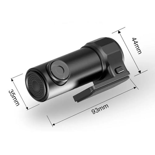 Mini HD USB recorder with 5MP resolution in black for windshield mounting