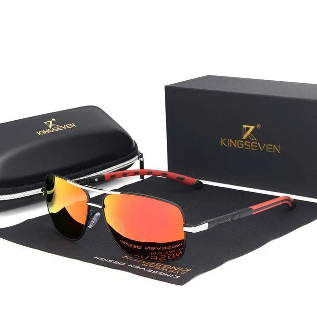 Men's round aluminium frame polarised UV400 sunglasses in gold brown